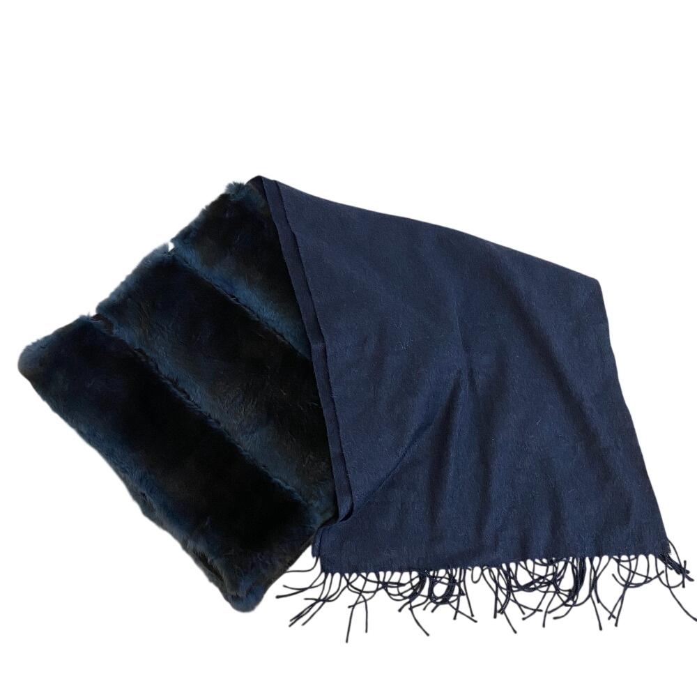 FENDI Orirag Silk Mohair Orirag Scarf Navy Orirag Used