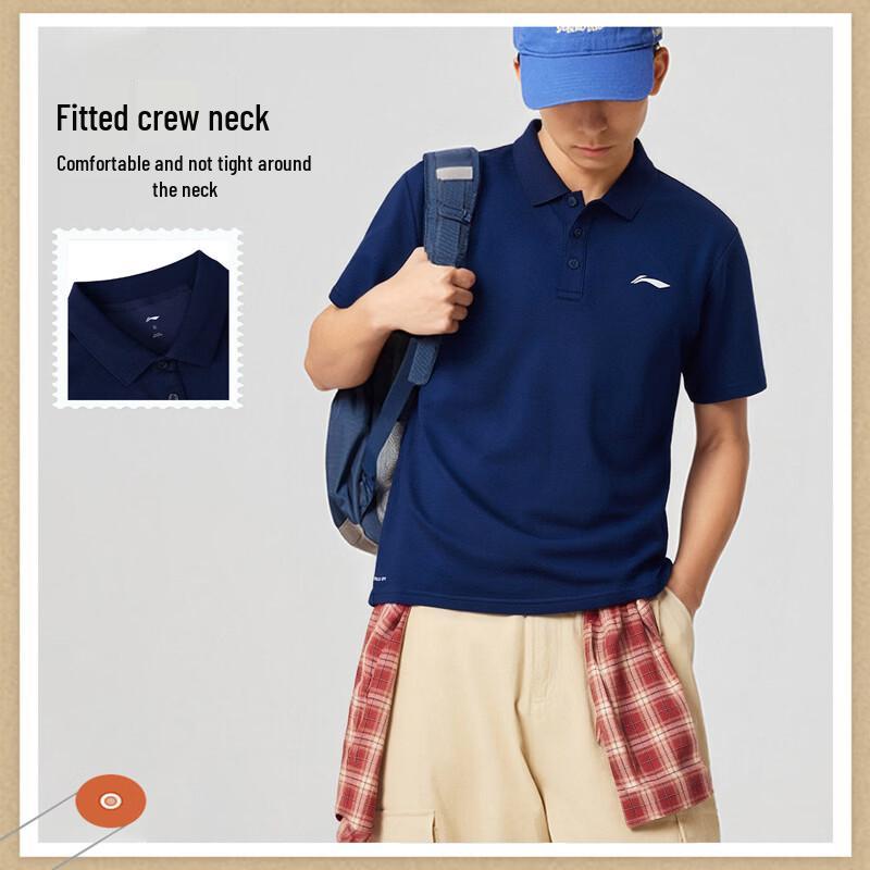 LI-NING Men's Lightweight Breathable Polo T-Shirt