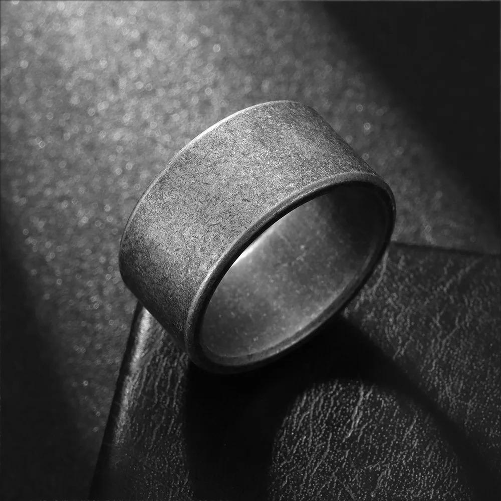Vintage Silberfarbene klobige Edelstahlringe für Männer 8/10/12mm Gothic Punk Rock Hiphop Accessoires Geschenk
