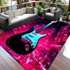 Crystal Velvet Guitar Print Non-Slip Floor Mat Vibrant Electric Guitar Design Polyester Large Size Carpet