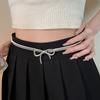 Y2K Metal Bowknot Knot Belt Elastic Force Adjustable Women Sweet Vintage Belt Skirt Pants Accessories Girl Metal Waist Chain