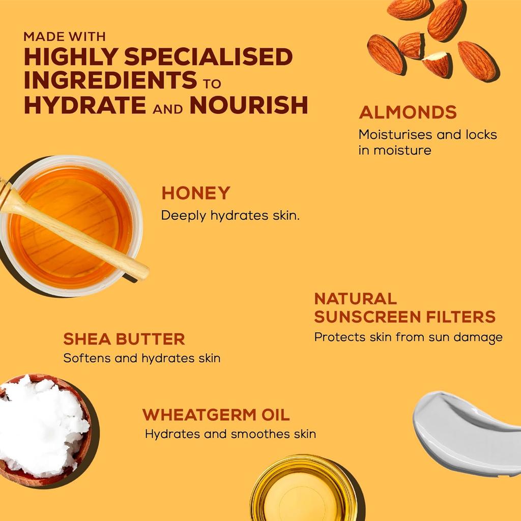 Joy Honey & Almonds Advanced Nourishing Body Lotion 300ml Pack of 1 With Shea Butter Deep Hydration for Dry Skin