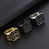 Crusader Jerusalem Cross Ring for Men Stainless Steel Rings Vintage Jewelry
