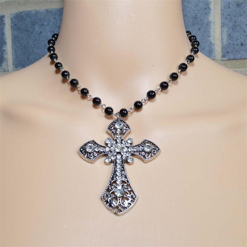 Gothic Cross Necklace For Women With Alloy Pendant And Chain Jewelry Accessory Style1