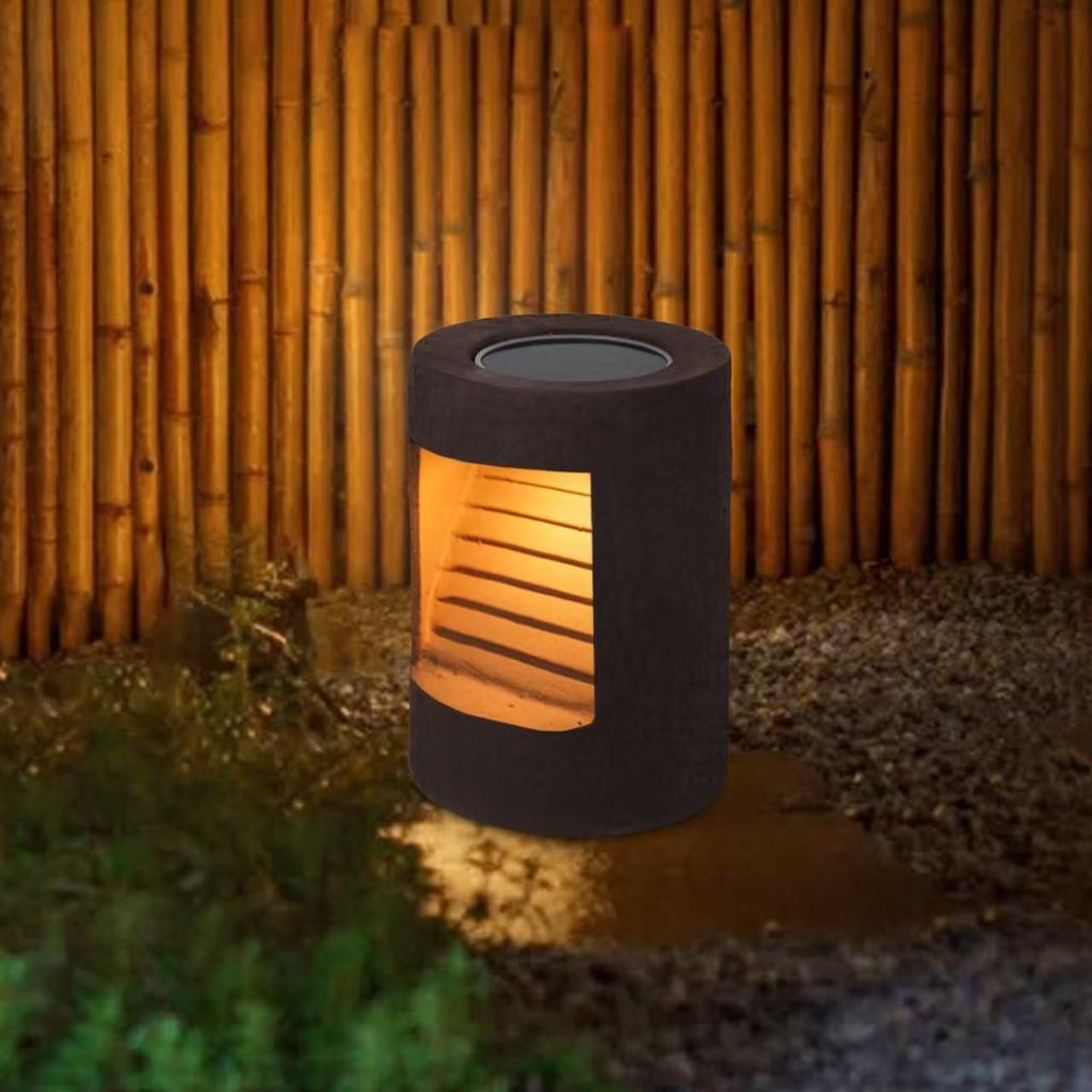 Stays On Until the Next Morning GWSOLAR [Outdoor] Solar Garden Light, Cylindrical, PorcelainCeramic [10-Year Warranty, Warm White, 30 Lumens] Smart