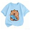 Summer New Trend Capybara Printing Cute Childrens ShortSleeved TShirt Cute Comfortable Versatile Boy and Girl TShirt