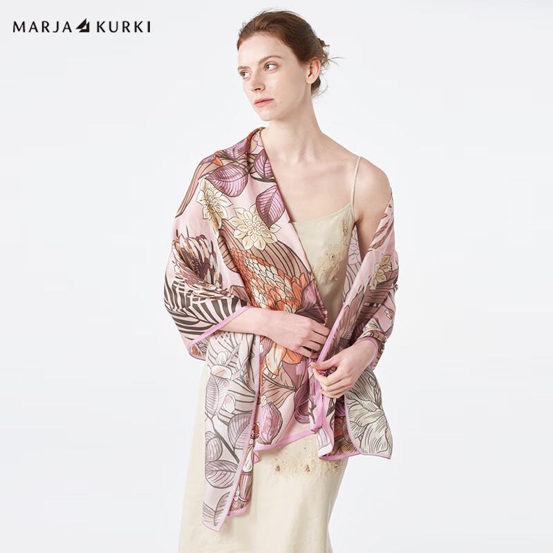 MARJA KURKI "Effort to Bloom" Mulberry Silk Scarf Shawl