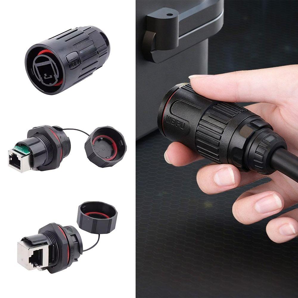 IP67 Waterproof RJ45 Connector CAT6 Dual Head Network Adapter Dust Cap Shielded Ethernet LAN Cable Coupler LAN Cable Connection
