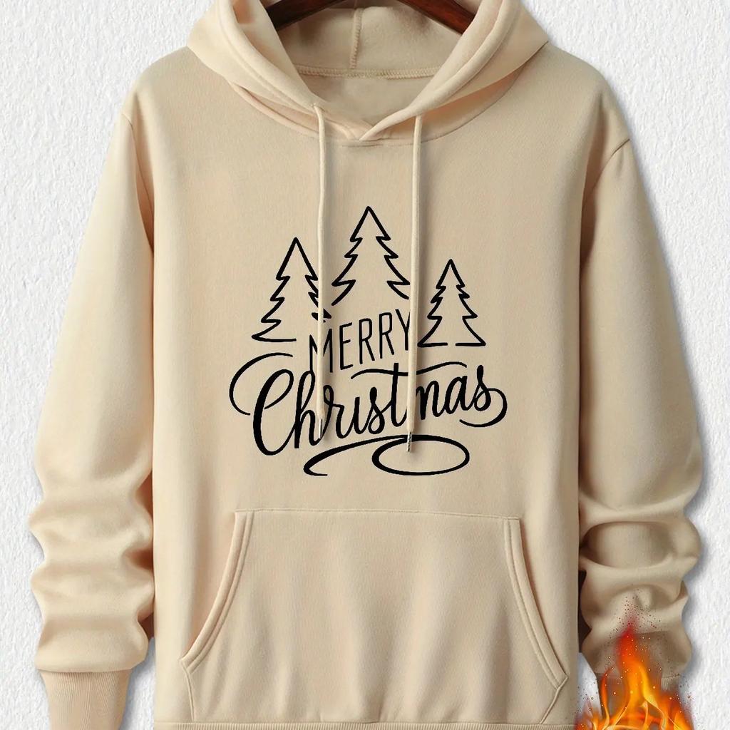 Fashionable Creative Christmas Tree Print Sweatwear Thick Warm Autumn Winter Loose Oversized Casual Versatile Long Sleeves Coat Hoodies