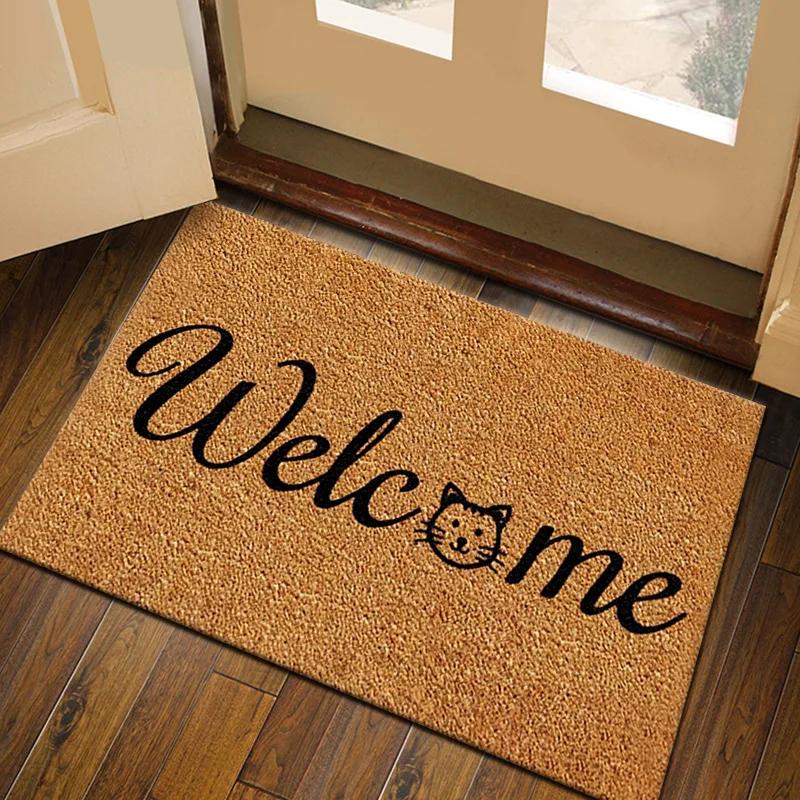 All Weather Welcome Mat Low Profile Entryway Mat for Home Front Entrance Back Non Slip Backing Doormat for Door Decor