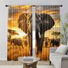 2PCS Animal Curtains, Elephant Grassland Sunset, Digital Print, Bedroom Living Room, Office, Kitchen, Window Treatment