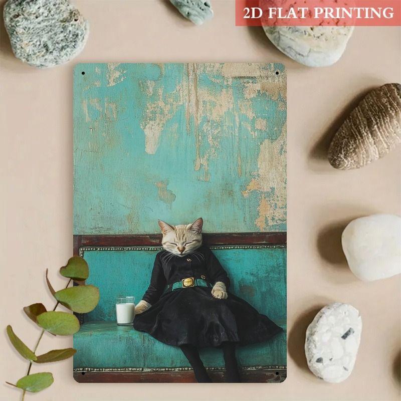 Old-Fashioned Animal Theme Metal Tin Sign for Kitchen Bar Coffee Shop Interior