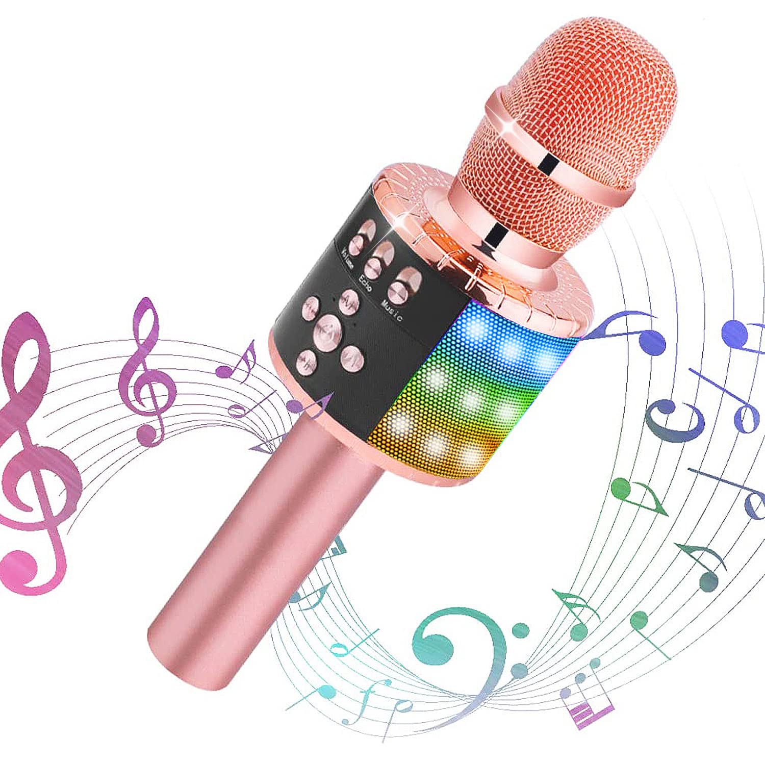 

Микрофон для караоке Verkstar, Беспроводной микрофон Bluetooth, Функция записи, Светодиодная подсветка и разъем для наушников, Функция TF-карты, Совместим с