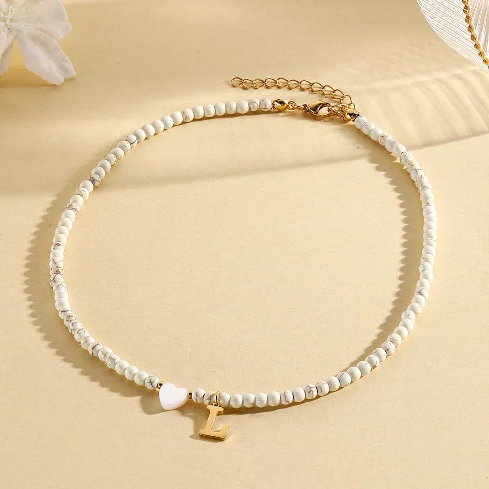 Bohemian Choker Neck Necklaces Heart-shaped Shell Letter Pendant Beads Women Necklace Woman Trend Jewelry Gift 2025