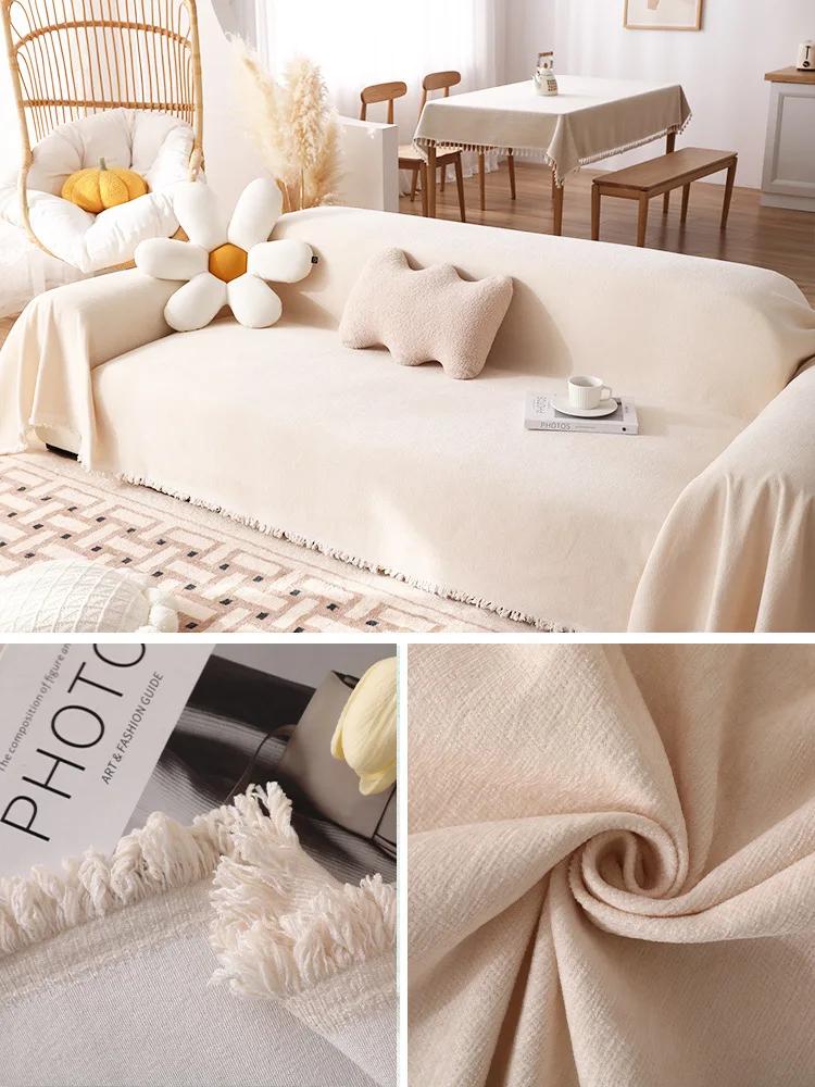 Korean Style Solid Color Chenille Sofa Towel for Living Room Home Decoration Sofa Cover Couch Cover All-inclusive Sofa Blanket