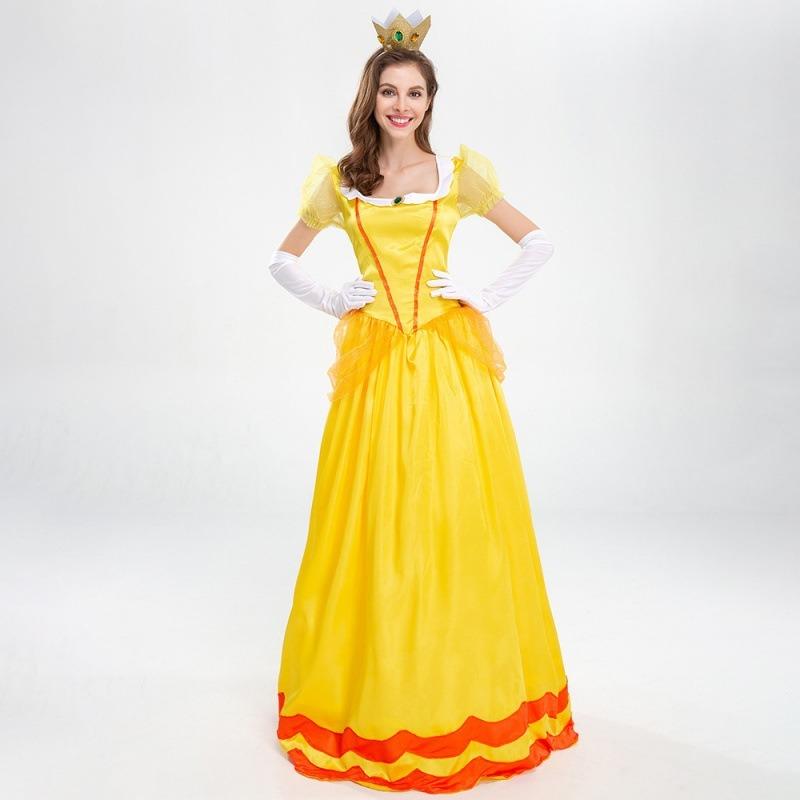 Halloween Costume Mario Game World Chrysanthemum Princess Daisy Yellow Court Dress Show Dress Up