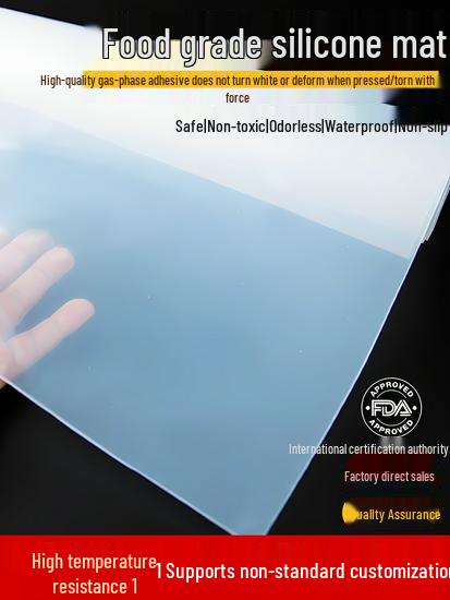 High-Temperature Resistant Silicone Sheet: Thickened, Shock-Absorbing, Anti-Slip, Transparent, Odorless, Soft Sealing Pad.