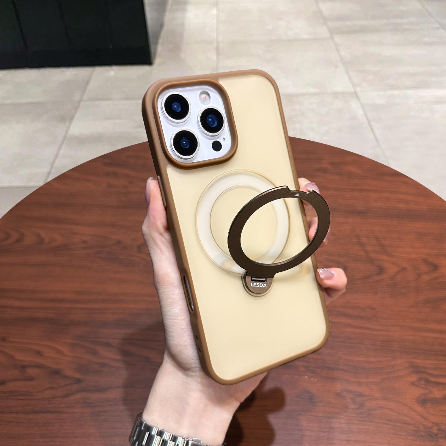 

Rotating Ring Holder Magnetic Frosted Phone Case For iPhone 16 15 14 13 12 11 Pro Max Plus For Magsafe Hybrid Protection Cover iPhone 14 Pro
