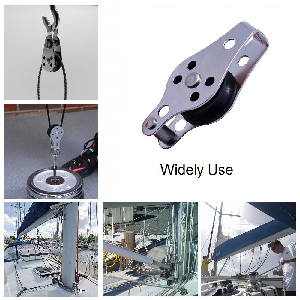 1/2/5 bucăți scripete din oțel inoxidabil 316 60 mm blocuri roată frânghie scripete din nailon un singur ochi de ancorare pentru frânghie de la 2 mm la 8 mm