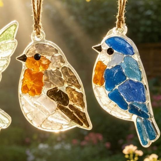 Sea Glass Suncatcher Ornament, Handmade Animal Ocean Sea Glass Acrylic Hanging Pendants, DIY Sea Glass Summer Hanging Ornament Decor, Valentine's Day