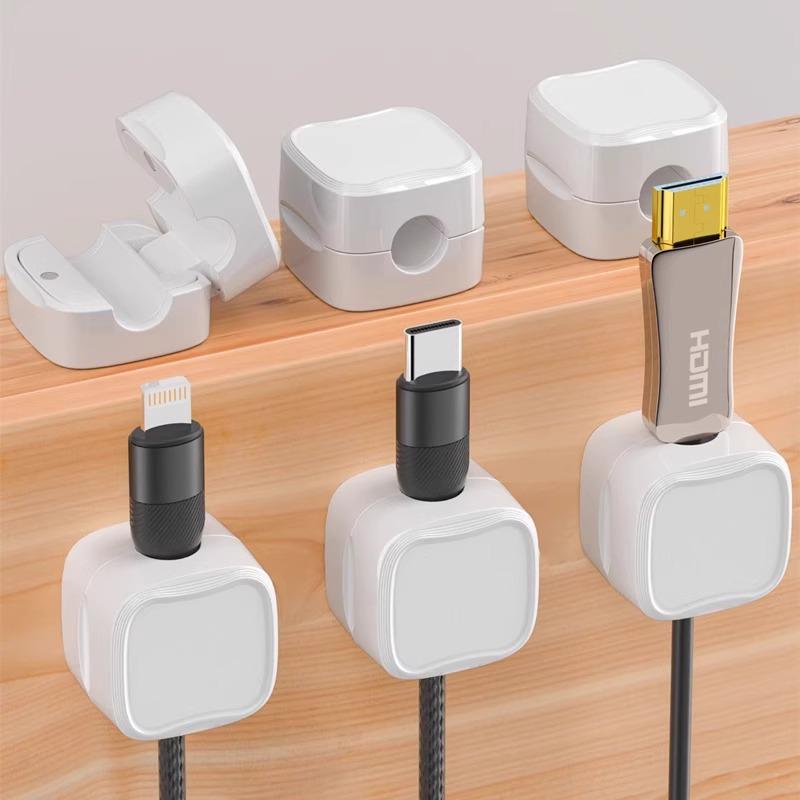 Magnetic Cable Organizer and Wall-Mounted Charging Clips for Phone and Data Cables