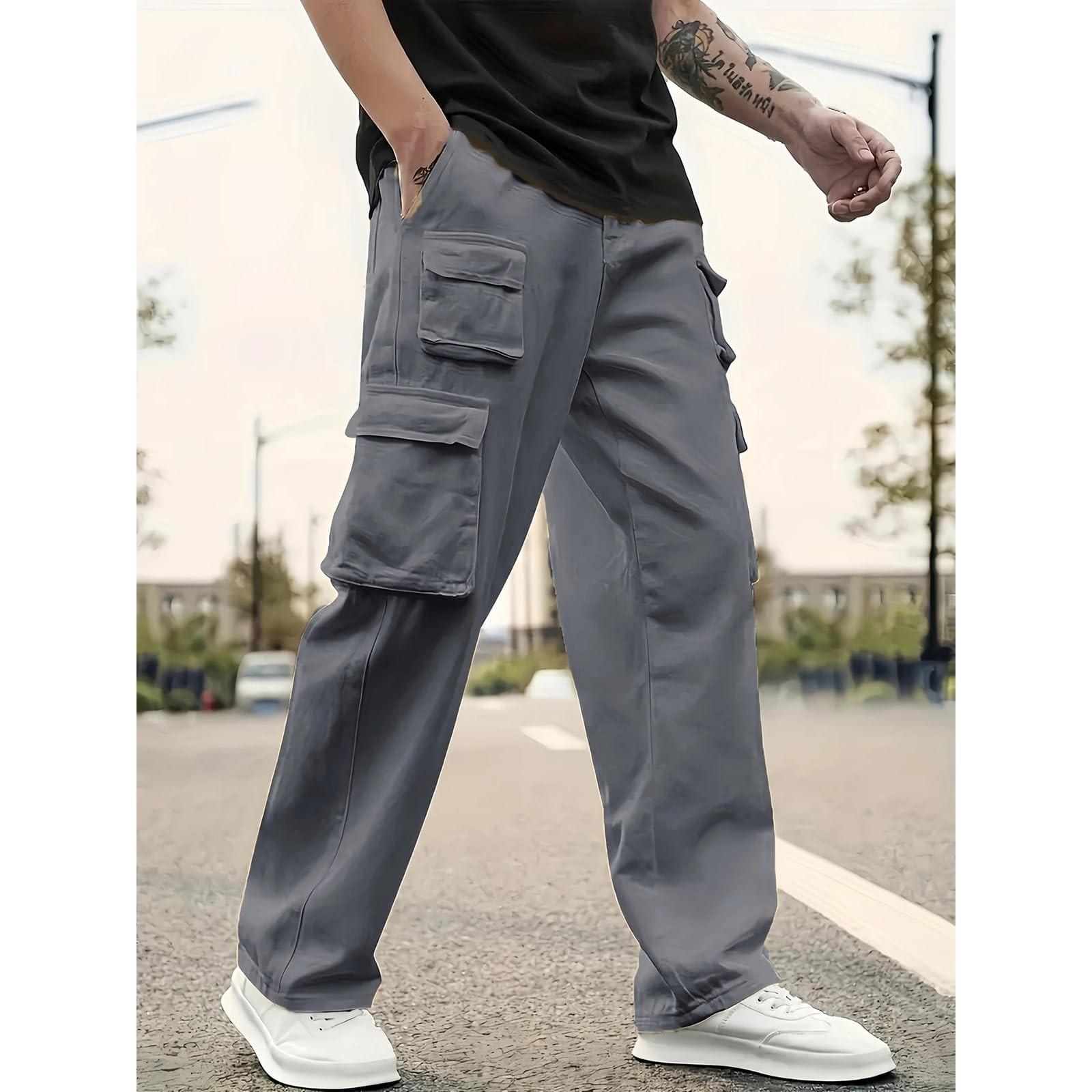 

Men s Casual Workwear Pants, Multi-pocket Loose Casual Pants, Long Pants S