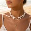 Bohemian mehrlagige Seestern Muschel Reiskorn Perlen Halskette für Damen Sommer Strand Sexy Choker Halskette Mädchen Party Urlaub Schmuck