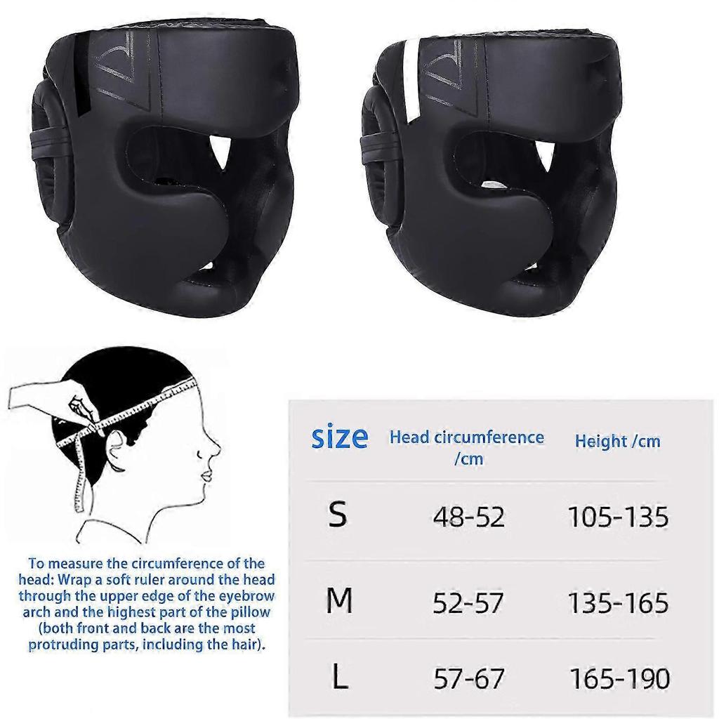 Casques de Kick Boxing Entièrement Recouverts Cuir PU Casques de Sparring d'Entraînement Casques de Protection pour Arts Martiaux Résistant noir rouge