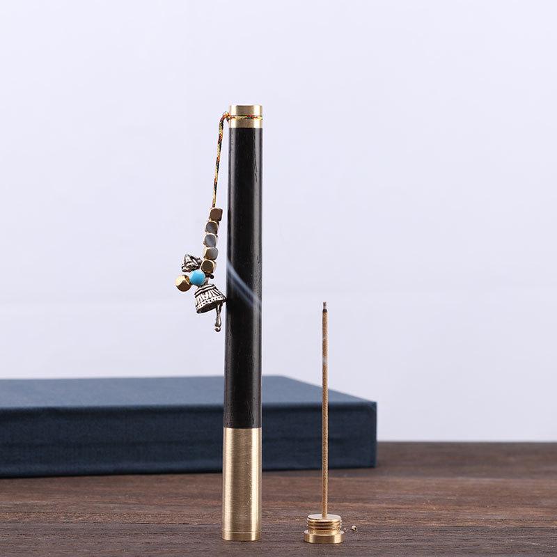 Ebony Portable Agarwood Incense Stick Holder & Burner Gift Box Wood
