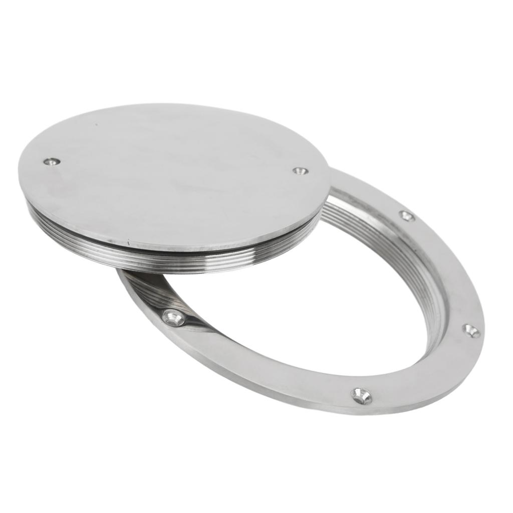 6in Deck Plate Hatch Cover Round 316 Stainless Steel Waterproof Anti Slip Mirror Polished Surface