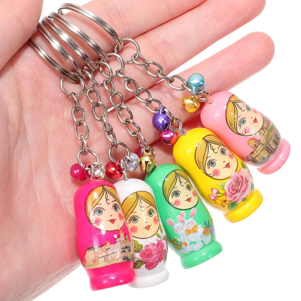 DEARMAMY Süße kleine Matroschka Schlüsselanhänger, Set von 12, Lustige Taschenanhänger, Perfekt für Weihnachten oder Halloween, Zufällige Designs