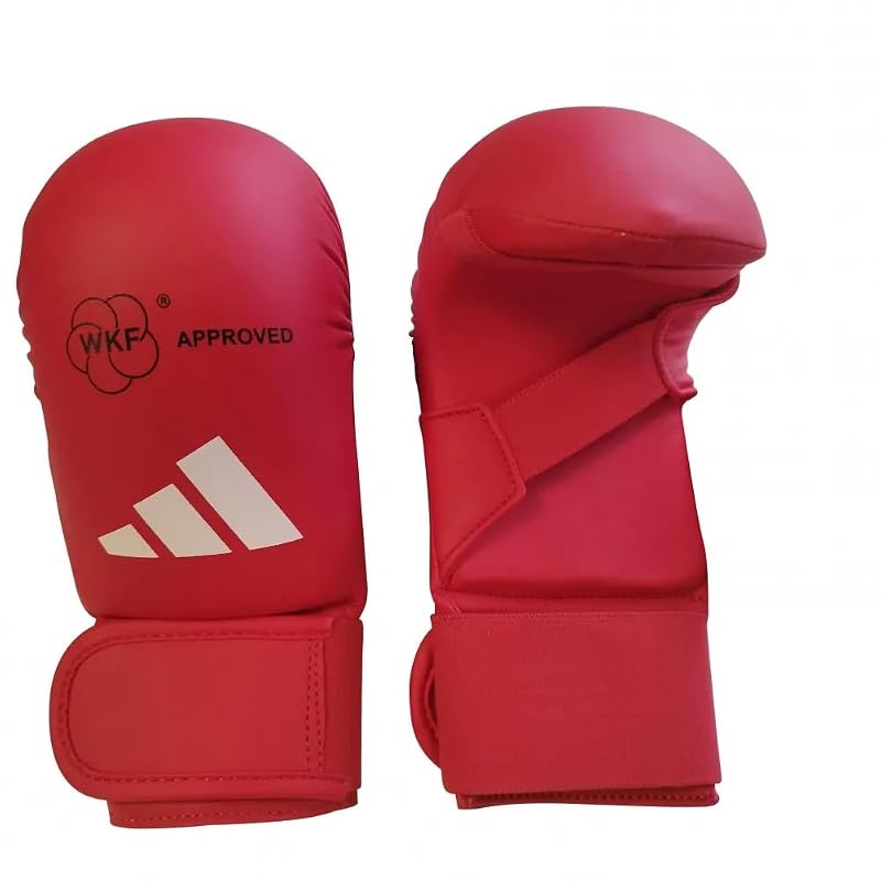 adidas Karate Fist Protector, Thumbless, 2.0, WKF Approved // Adidas Fist Protector, World Karate Federation Approved (Red, Large)