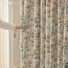 1PC LOZUJOJU Romantic French Countryside Floral Curtains with Lace Blackout Curtains for Bedroom Living Room Home Decor