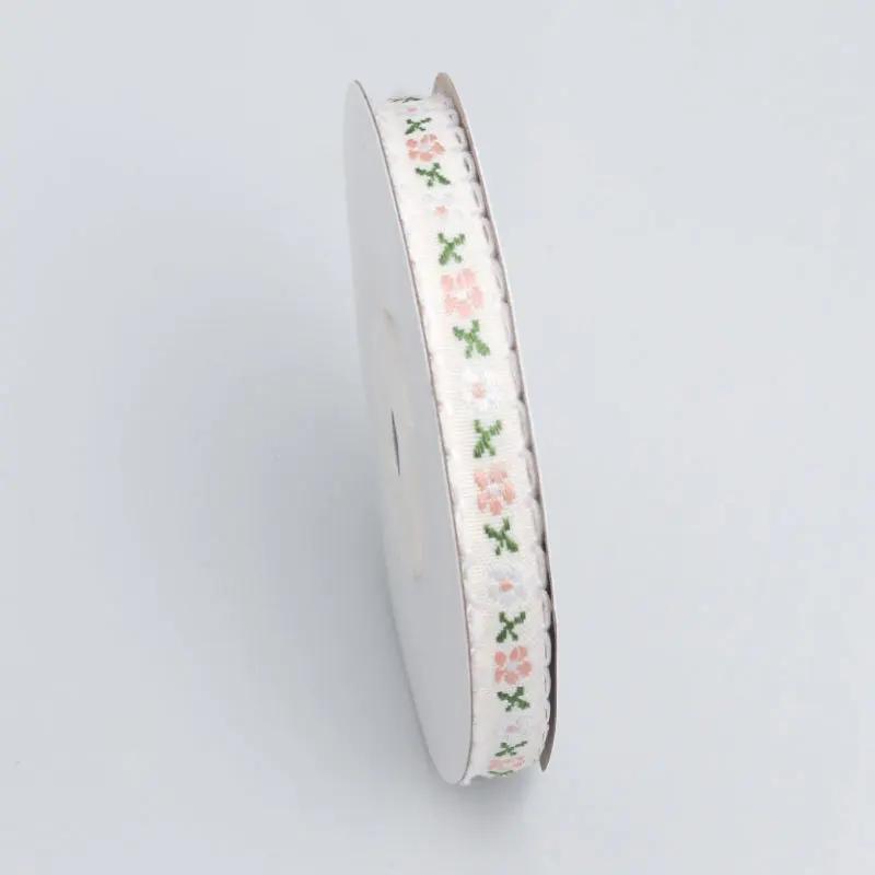 Beautiful Colorful Flower Ribbons 9m*1cm Embroidery Flower Polyester Ribbon DIY Hairpin Bowknot Accessories