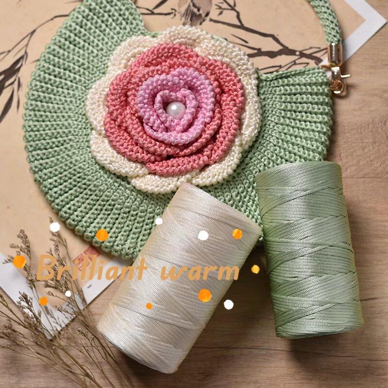 250g/roll Ice Silk Cotton Linen Flat Belt Thread Spring Summer Handmade Weaving Thread DIY Knitting Bag Shoe Knitting Thread