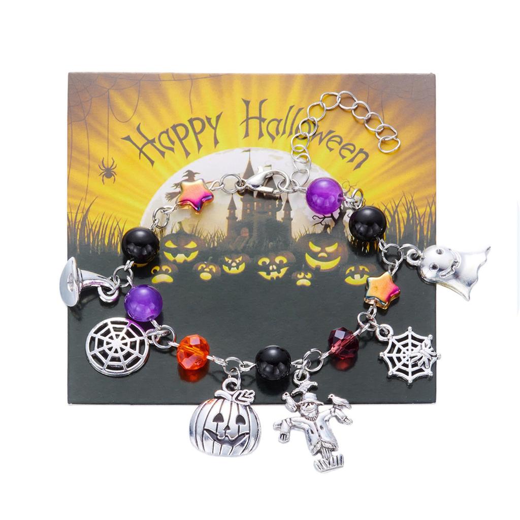 Pumpkin  Halloween Bracelets Matching   Spider Pumpkin Wristlets Set for Women Men  Skeleton Cat
