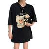 Summer Korean version of the new Harajuku lower clothes missing bear print loose short-sleeved T-shirt top women's ins