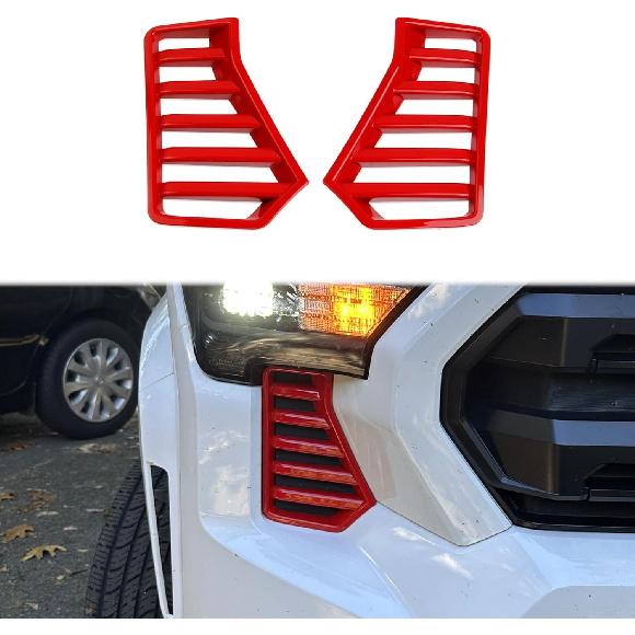 

Front Bumper Side Headlight Grille Cover Air Vent Trim Accessories fit for 2024-2025 Toyota Tacoma (Red) красный