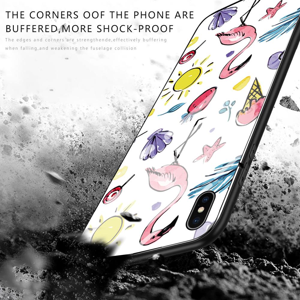 Popular Stylish Ins Tempered Glass Phone Case for iPhone Samsung Galaxy Infinix TPU Soft Edge Shockproof Cover Cases