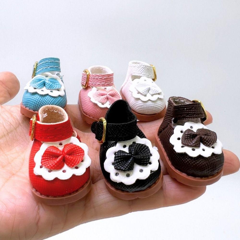 3.8*2.3cm Princess Leather Shoes Pink and White Black Plush Toy Accessories for 17cm Dolls