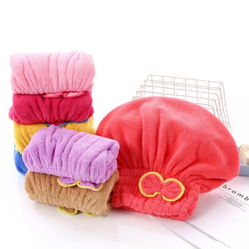 1Pc Microfibre Quick Hair Drying Bath Towel Bowknot Wrap Towel Cap Bathroom Accessories Bonnets for Women Designer Shower Cap
