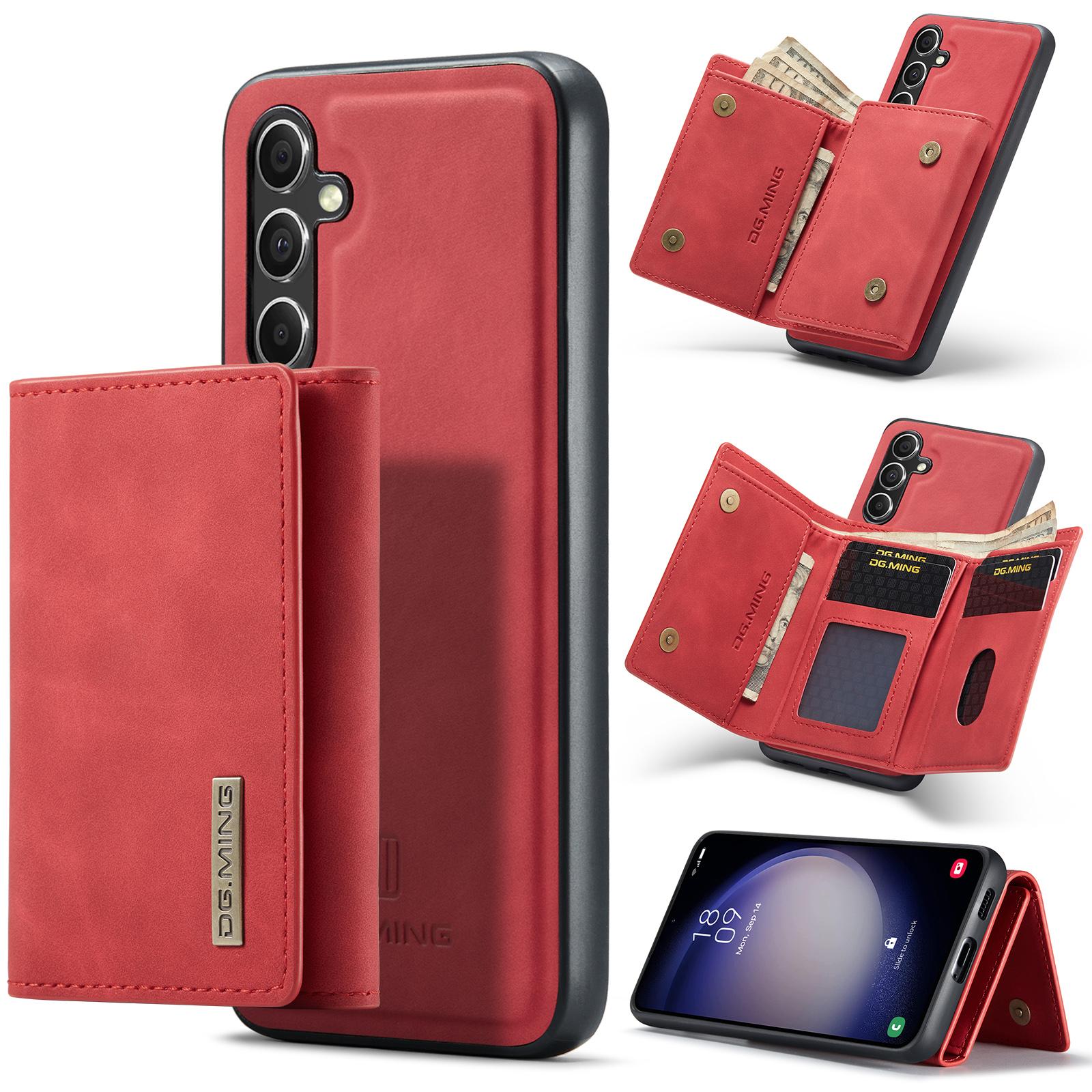 

For Samsung Galaxy S25 Case Kickstand PU Phone Cover with Detachable Wallet Red