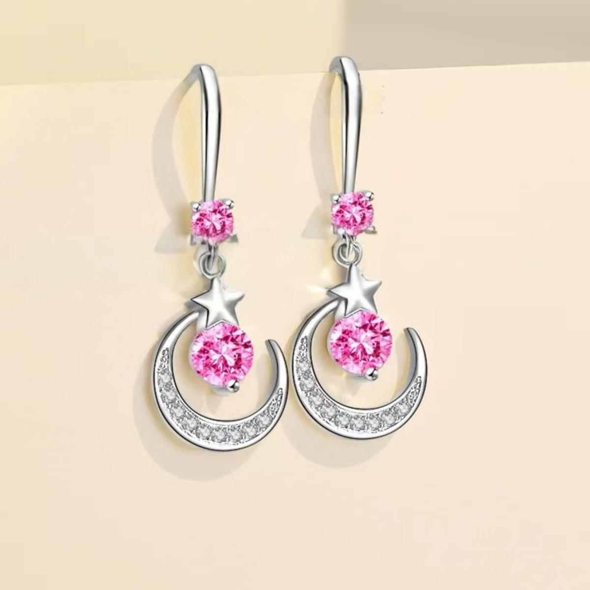 Elegant Star and Moon Rhinestone Earrings: Versatile, Multi-Color, High-End Women s Fashion.