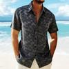 Nuova Camicia Estiva Casual da Uomo a Maniche Corte Vintage Usurata Tinta Unita Stampa Hawaiana Top da Spiaggia Blusa alla Moda