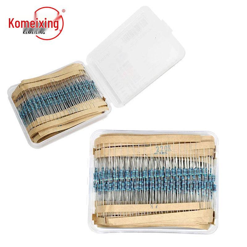 300/600PCS 1/4W Metal Film Resistor Pack, 1% Accuracy, 10R-1M, 30 Types x 20 Pieces, Bagged and Boxed