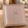 Women's Silver Titanium Steel Necklace with Micro-Inlaid Zircon - Elegant, Durable Clavicle Chain Jewelry