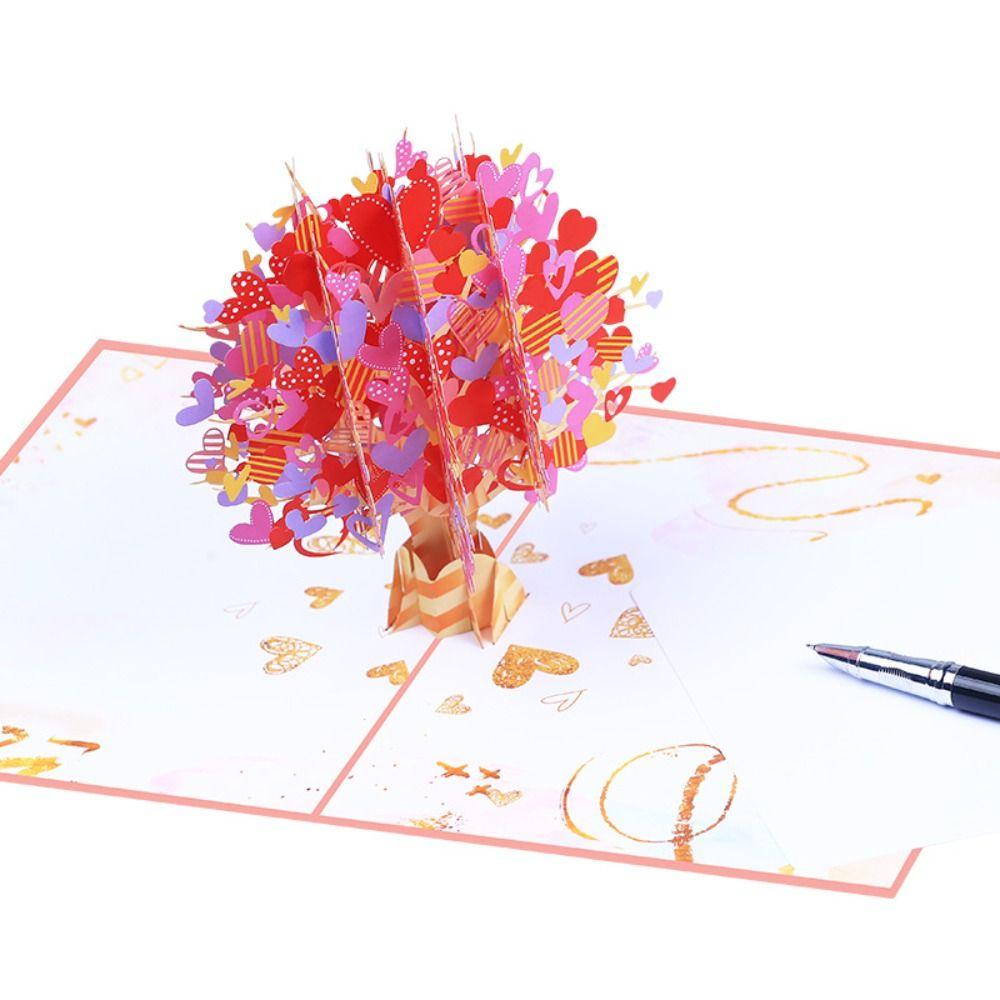 Pop Up Design Valentines Day Greeting Cards Romantic with Envelope 3D Heart Tree Card Exquisite Handcrafted Moon Wedding Cards