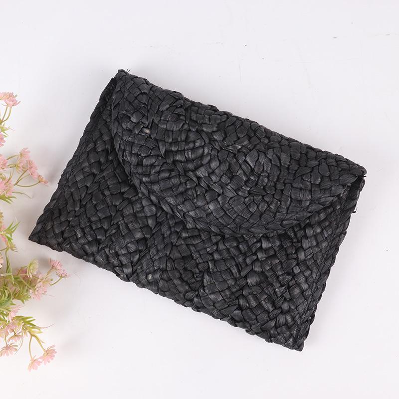 Handmade Women's Straw Corn Husk Clutch & Coin Purse - Casual Woven Beach Bag