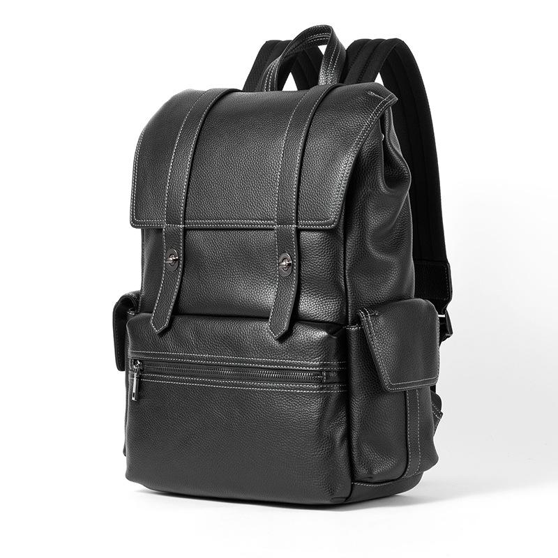 Sac à dos en cuir véritable, sac à dos vertical multifonctionnel décontracté pour ordinateur, sac coréen en cuir de vachette de première couche