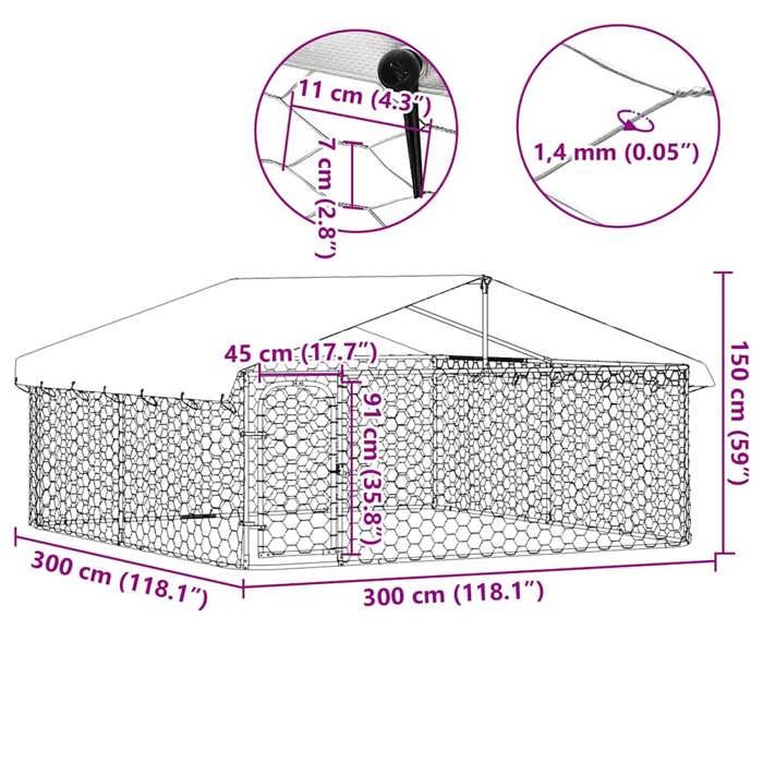 VidaXL Chenil d'Extérieur avec Toit pour Chiens 300x300x150 cm Cage Enclos 171501